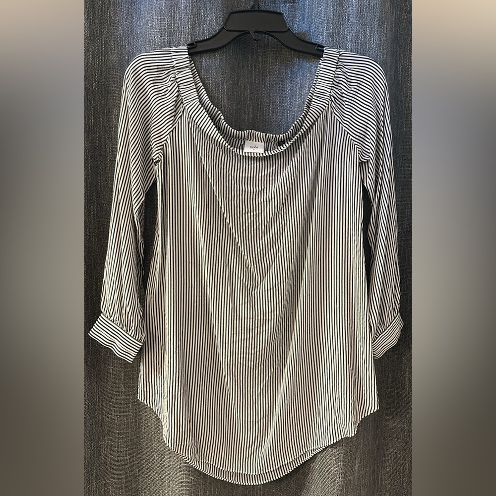Cabi. Small. Silk. Striped Black and White Women's Top
